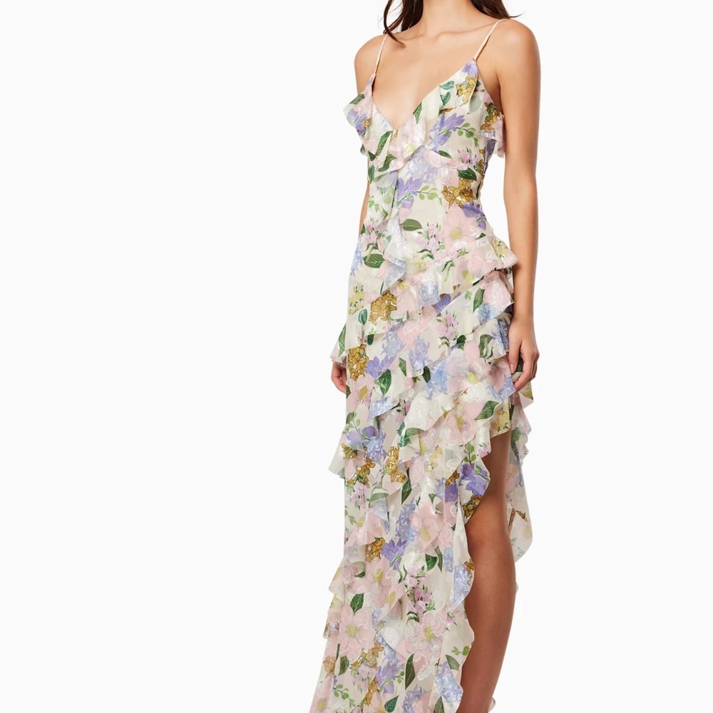Elliatt Cosima Asymmetrical Gown in Florals - Picture 2 of 5
